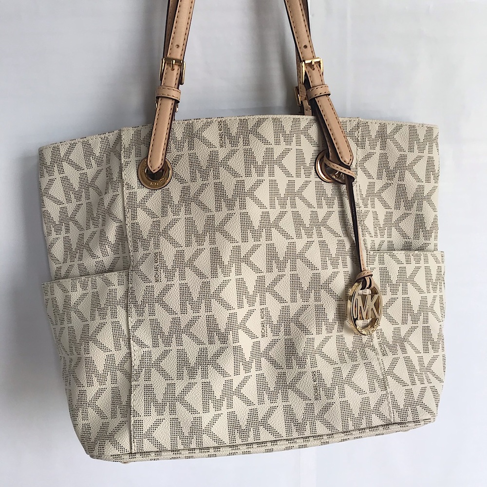 MICHAEL KORS SIGNATURE TOTE,VANILLA